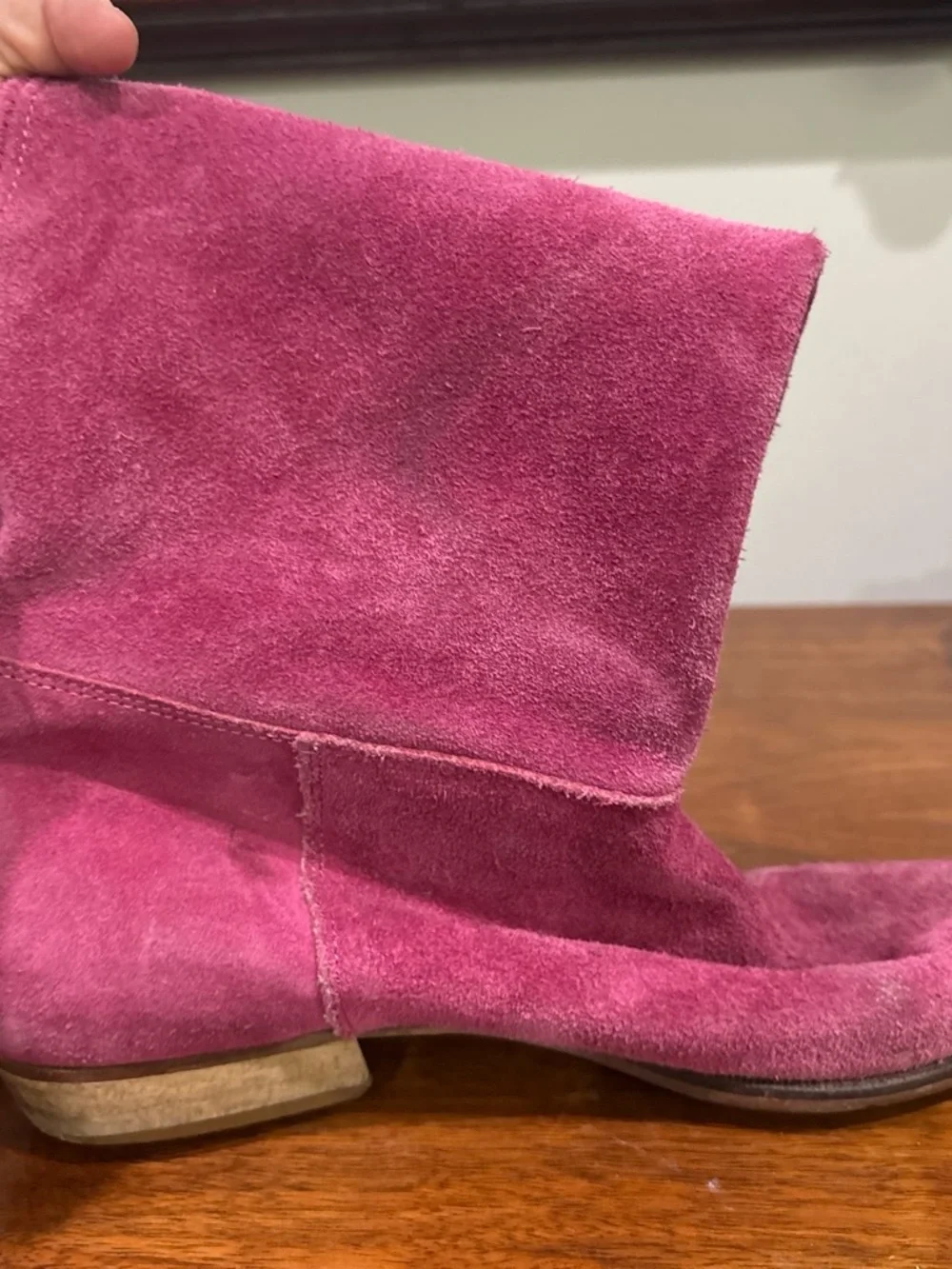 Vintage 80s Women's Pink Suede Knee-High Boots